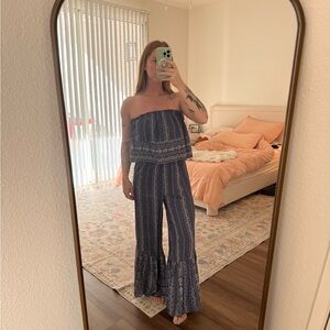 Jopra Strapless Boho-Print Wide Leg Jumpsuit